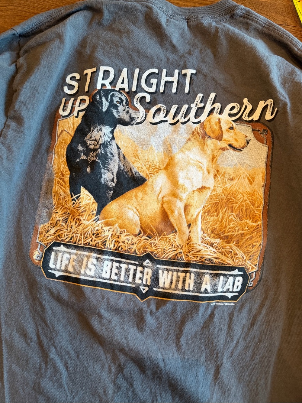 Straight Up Southern Life Is Better With A Lab Long Sleeve Tee - Gray